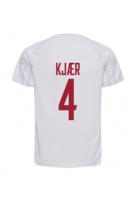 Denemarken Simon Kjaer #4 Voetbaltruitje Uit tenue WK 2022 Korte Mouw